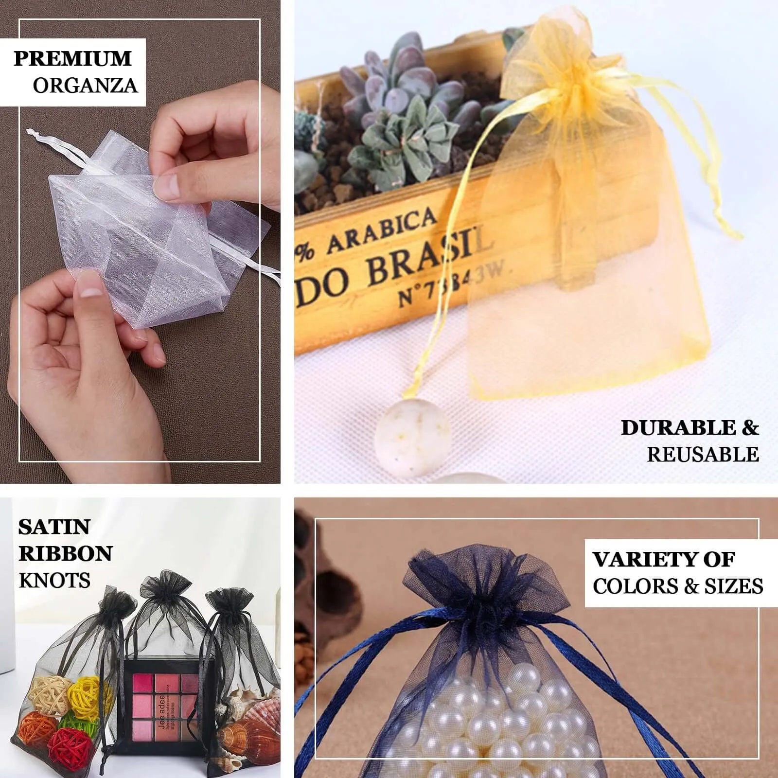 10 Pack 4"x6" Gold Organza Drawstring Wedding Party Favor Gift Bags