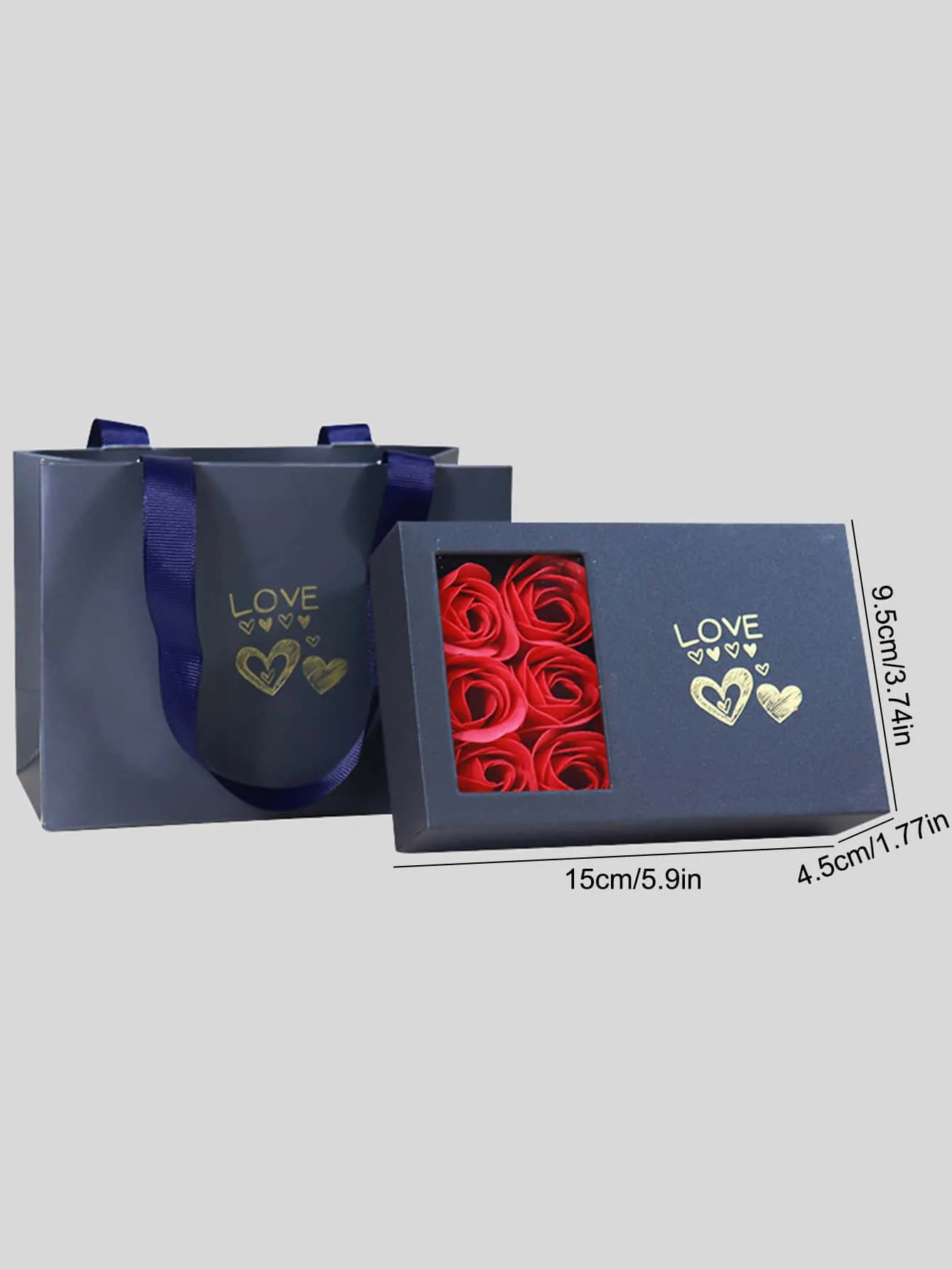 1pc Flower Decor Jewelry Storage Box & 1pc Bag