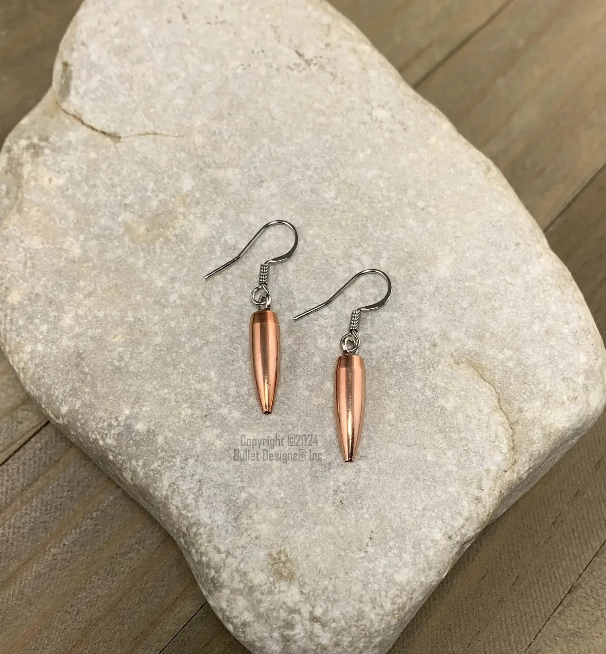 204 Dangle Bullet Earrings, Copper, Surgical Steel Earwires, Lightweight, Trendy, Recycled, Dainty, 22