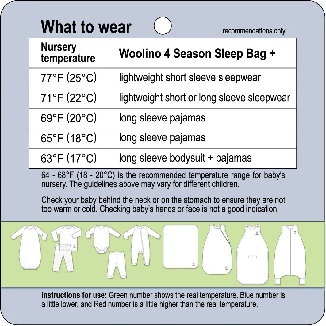 4 Season® Ultimate Baby Sleep Bag, Merino Wool & Organic Cotton, 2 Months - 2 Years, Star Gray