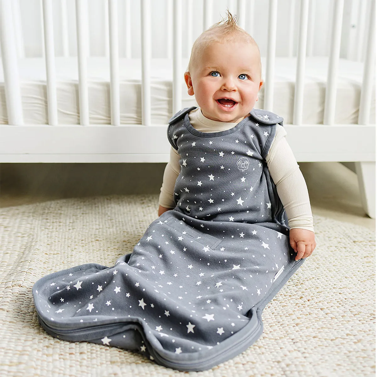 4 Season® Ultimate Baby Sleep Bag, Merino Wool & Organic Cotton, 2 Months - 2 Years, Star Gray