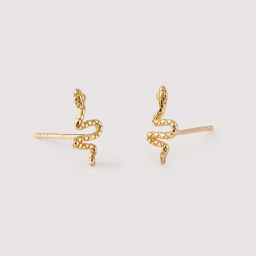 9K Gold Snake Earrings