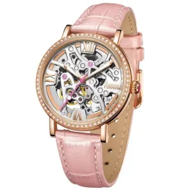 ARBUTUS AR1906RWP SKELETON PINK LEATHER WOMEN'S WATCH