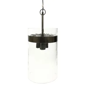 Atrium Three Light Glass Pendant, Metallic Black Finish