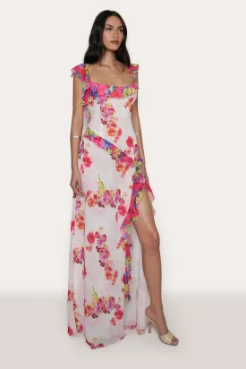 Avila Printed Ruffle Gown