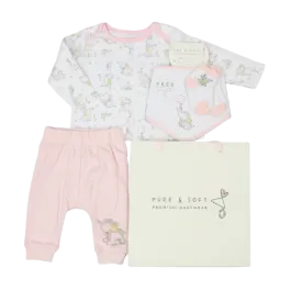 Baby Girls 4pc Gift Set - Elephant (PK6) (0-6M) E13333