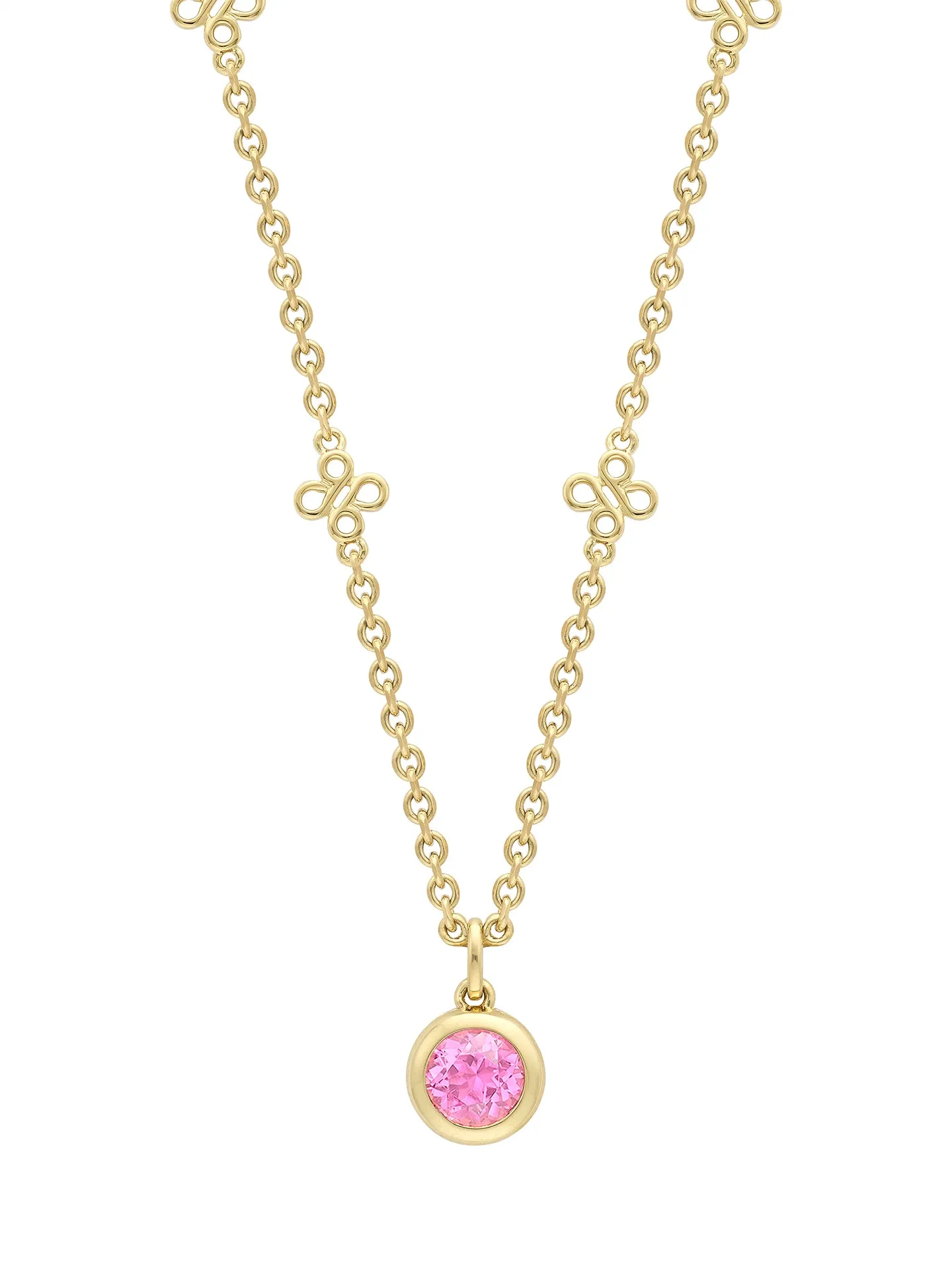 Beach Pink Sapphire Yellow Gold Pendant