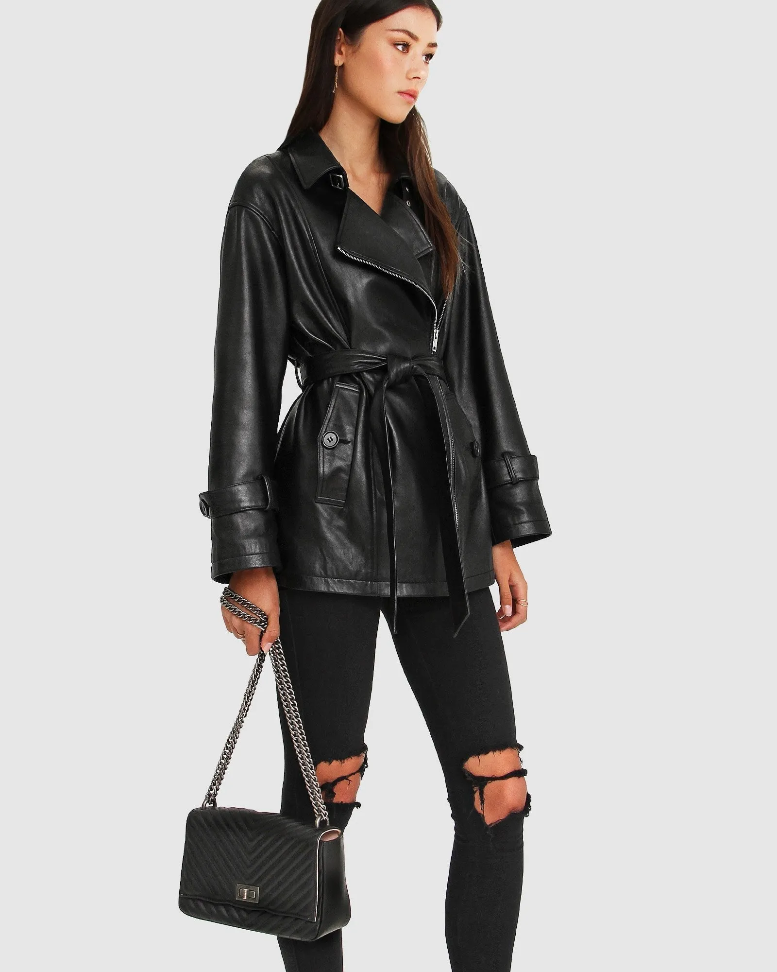 BFF Belted Leather Jacket