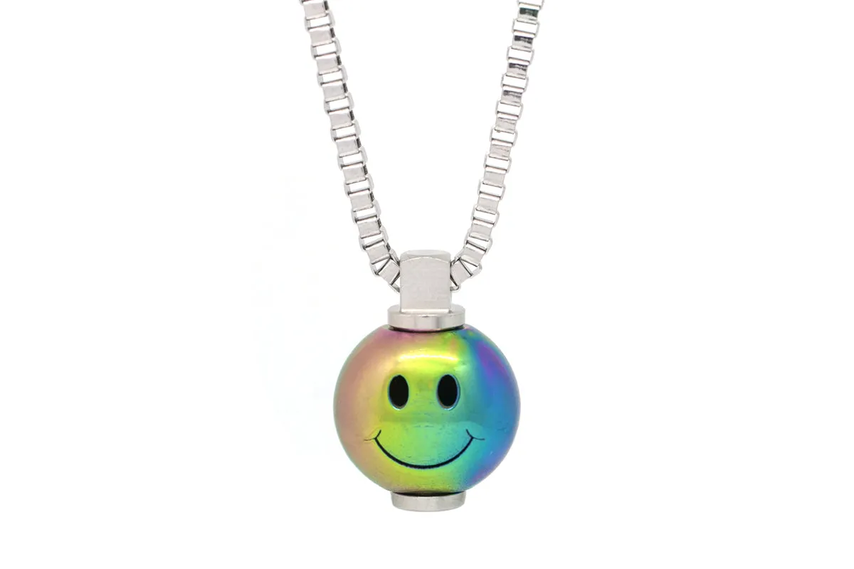 Big Smiley Stainless Steel Pendant Converter Necklace