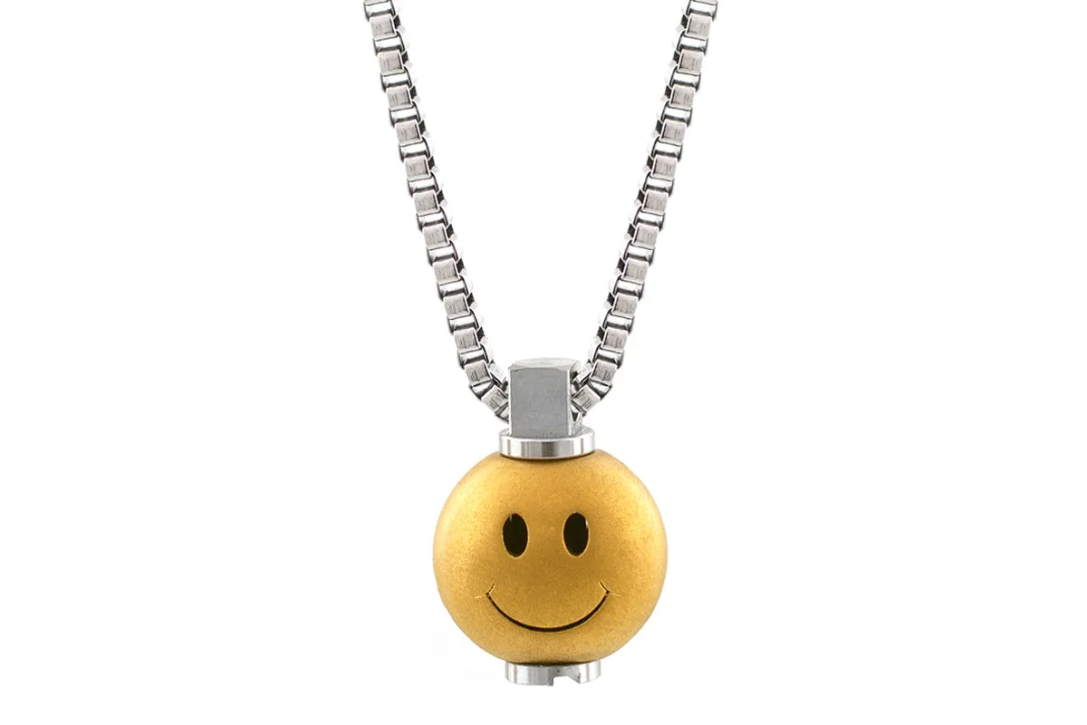 Big Smiley Stainless Steel Pendant Converter Necklace