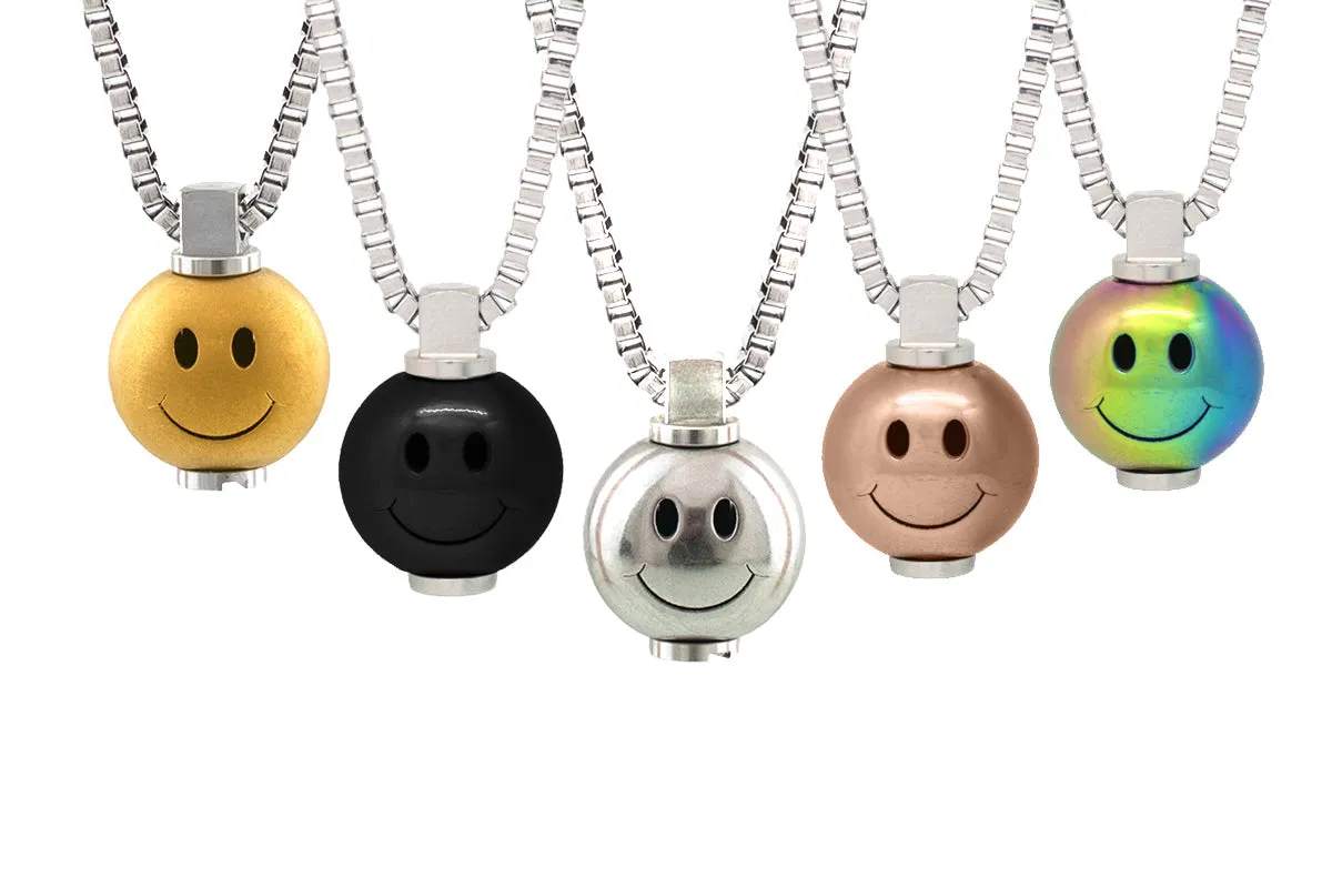 Big Smiley Stainless Steel Pendant Converter Necklace