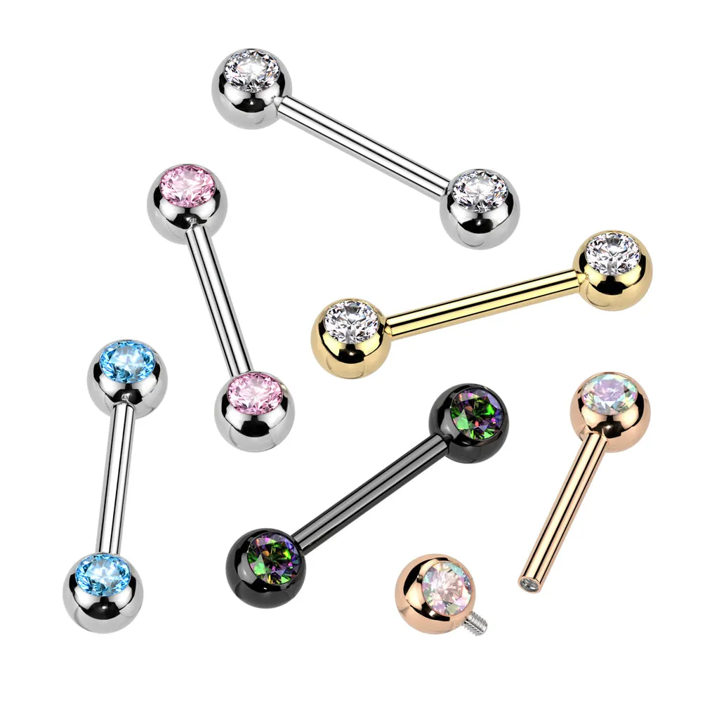 Black Titanium Internally Threaded Gemmed Nipple Barbells