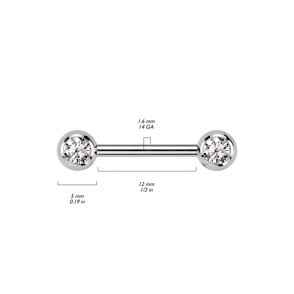 Black Titanium Internally Threaded Gemmed Nipple Barbells