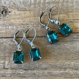 Blue Zircon Vintage Rhinestone Earrings