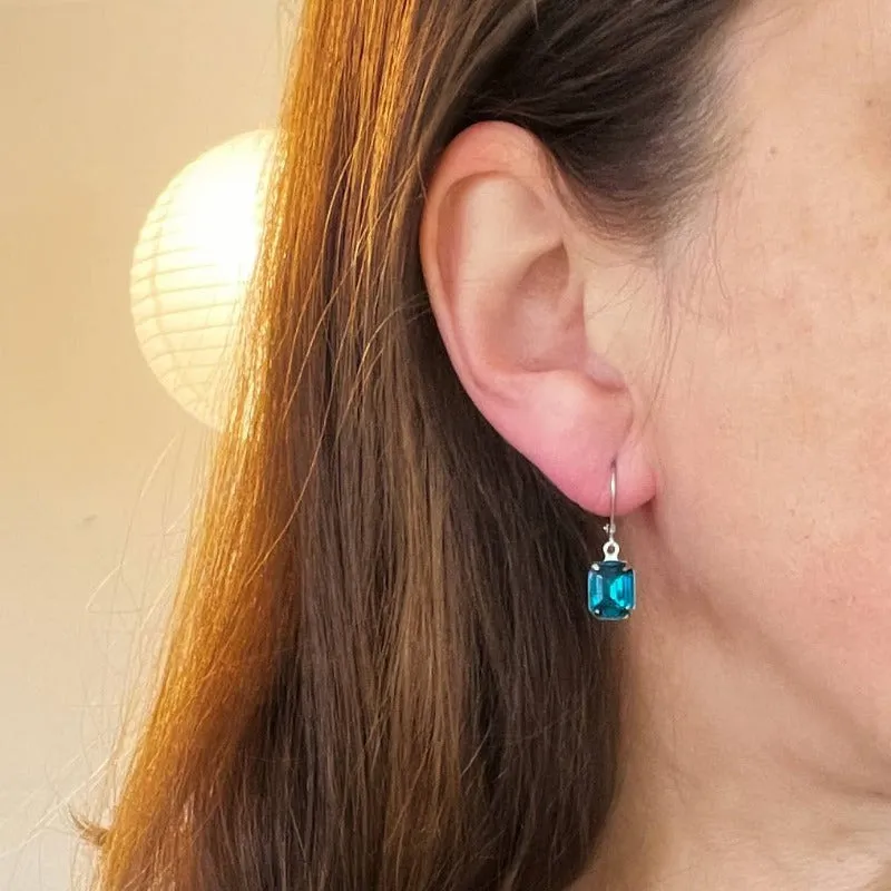 Blue Zircon Vintage Rhinestone Earrings