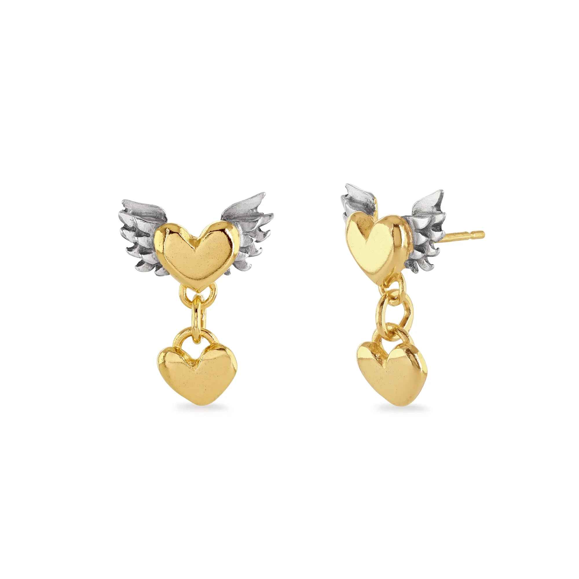 Chubby Winged Heart Drop Earrings