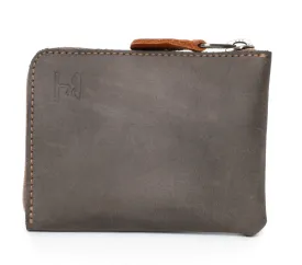 Compact ZIP wallet grey oiled