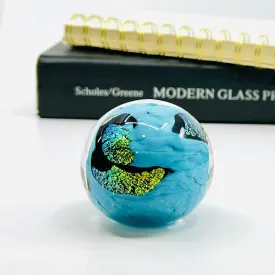 Dichro Glass Paperweight, Blue