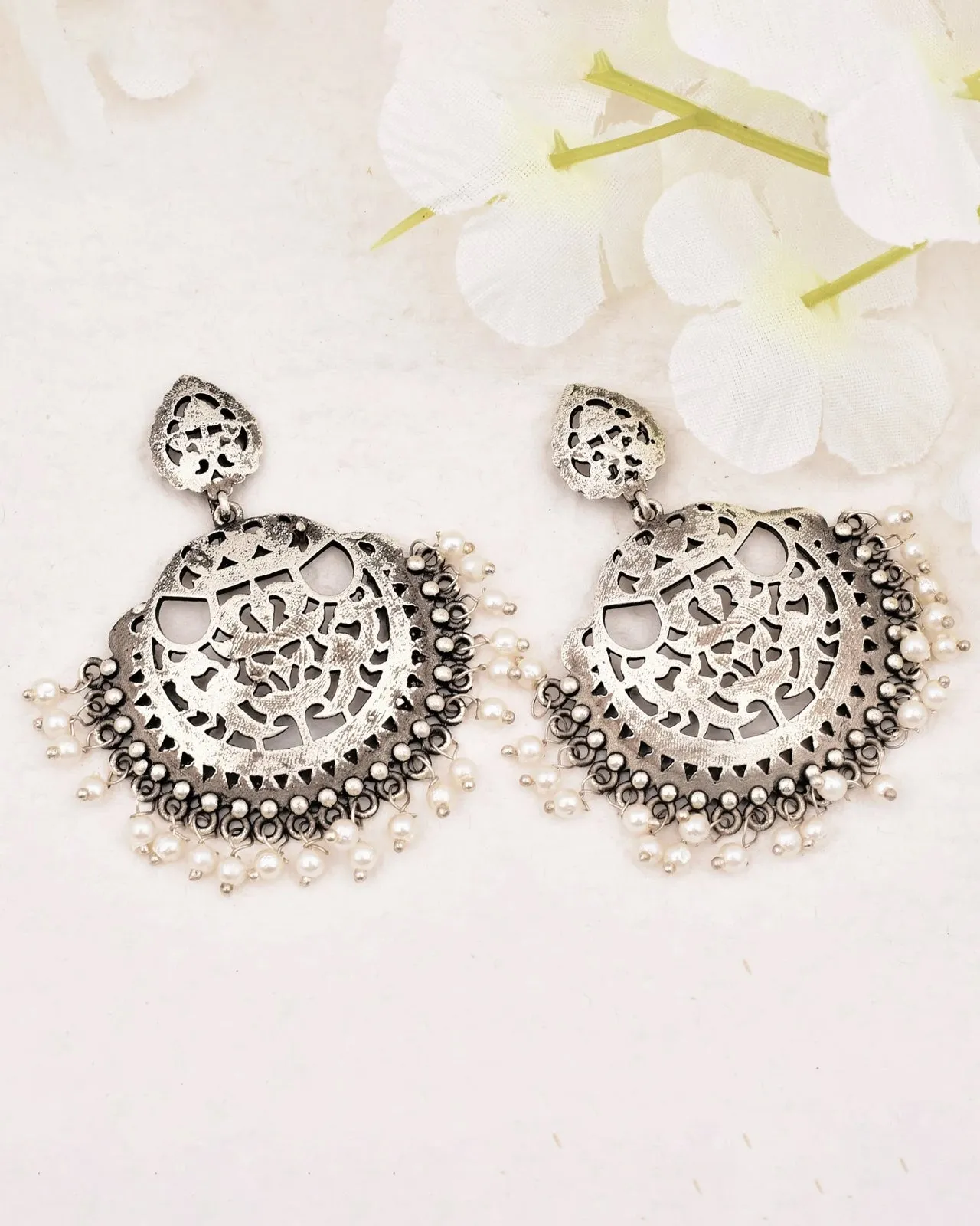 Disha Silver Look Alike Dangler Earrings