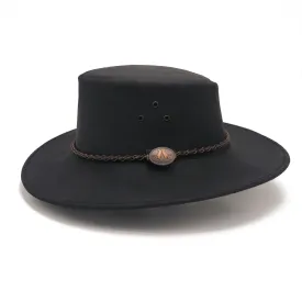 Echuca Oiled Leather Australian Hat in Black