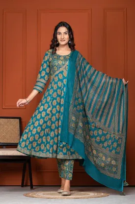 Firozi Printed Dupatta Set