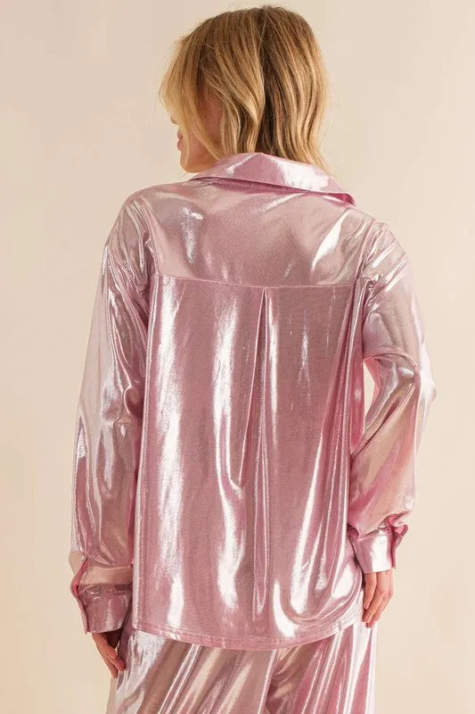 Gia metallic top, Pink