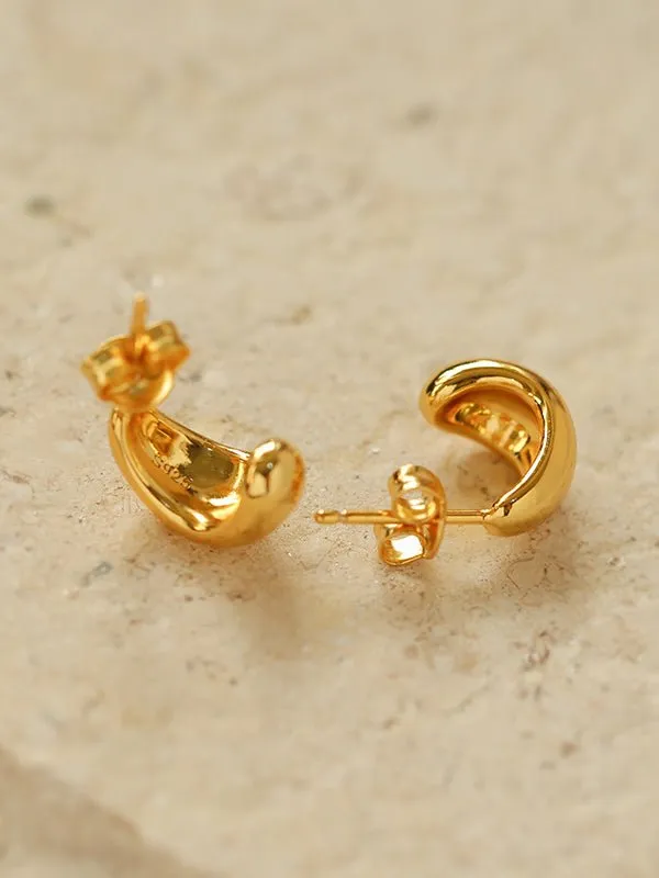 Glossy Water Drop Huggie Earrings