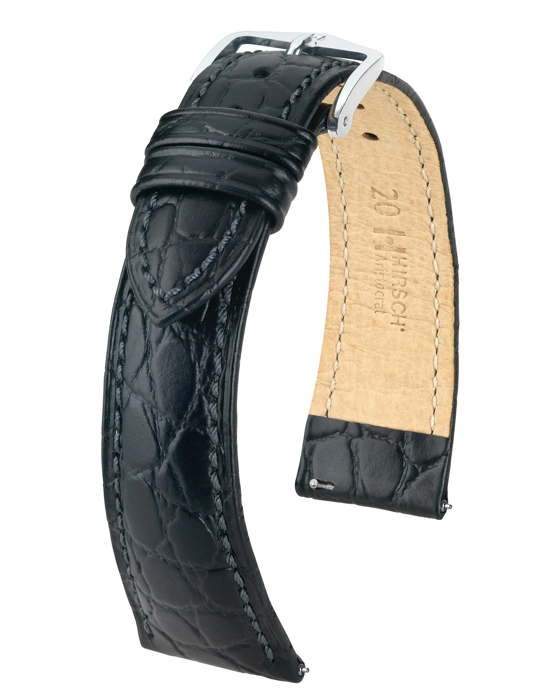 HIRSCH ARISTOCRAT Crocodile Flank Embossed Calfskin Watch Band  038 28