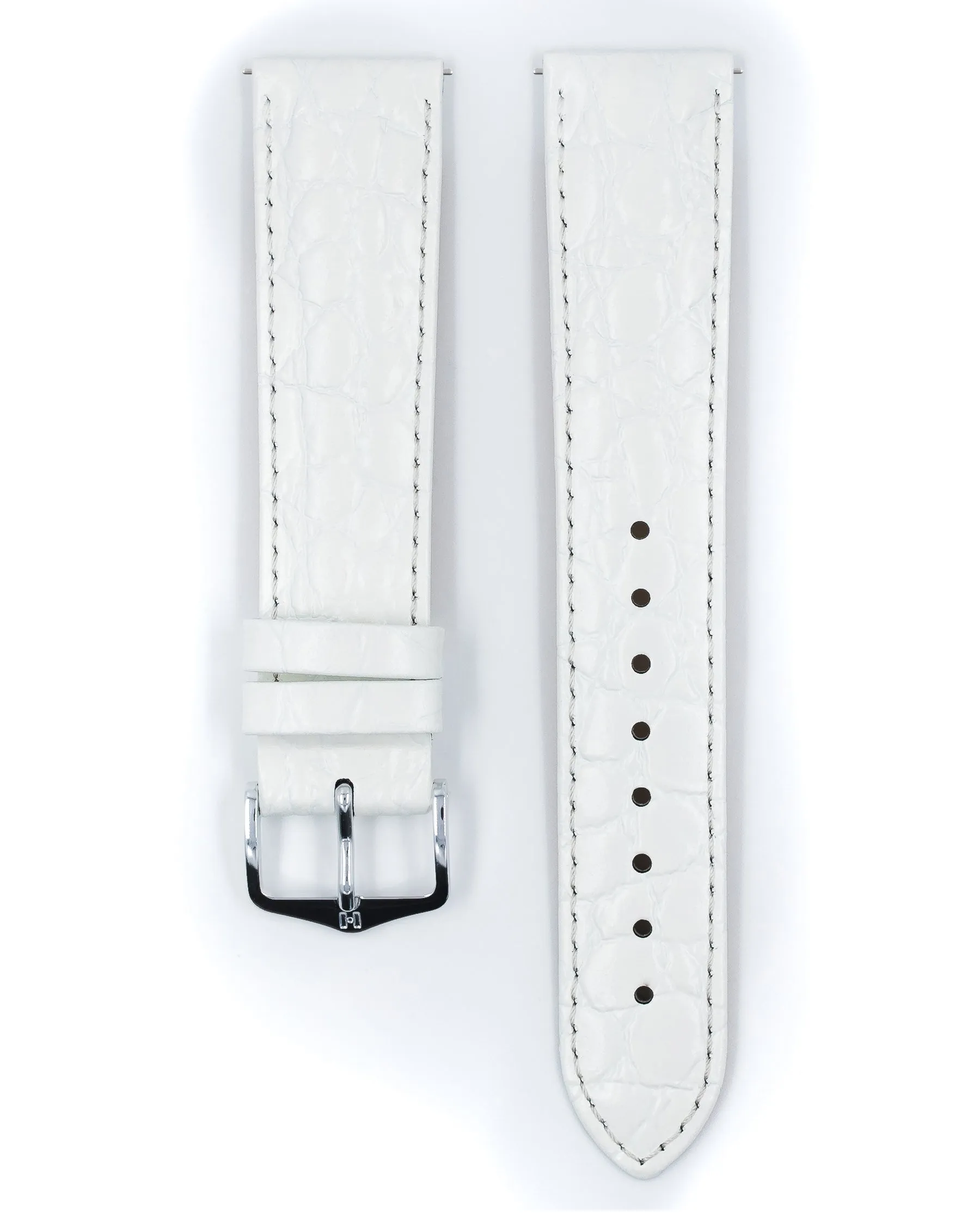 Ladies HIRSCH CROCOGRAIN Crocodile Embossed Shiny Calfskin Watch Strap  1230 28