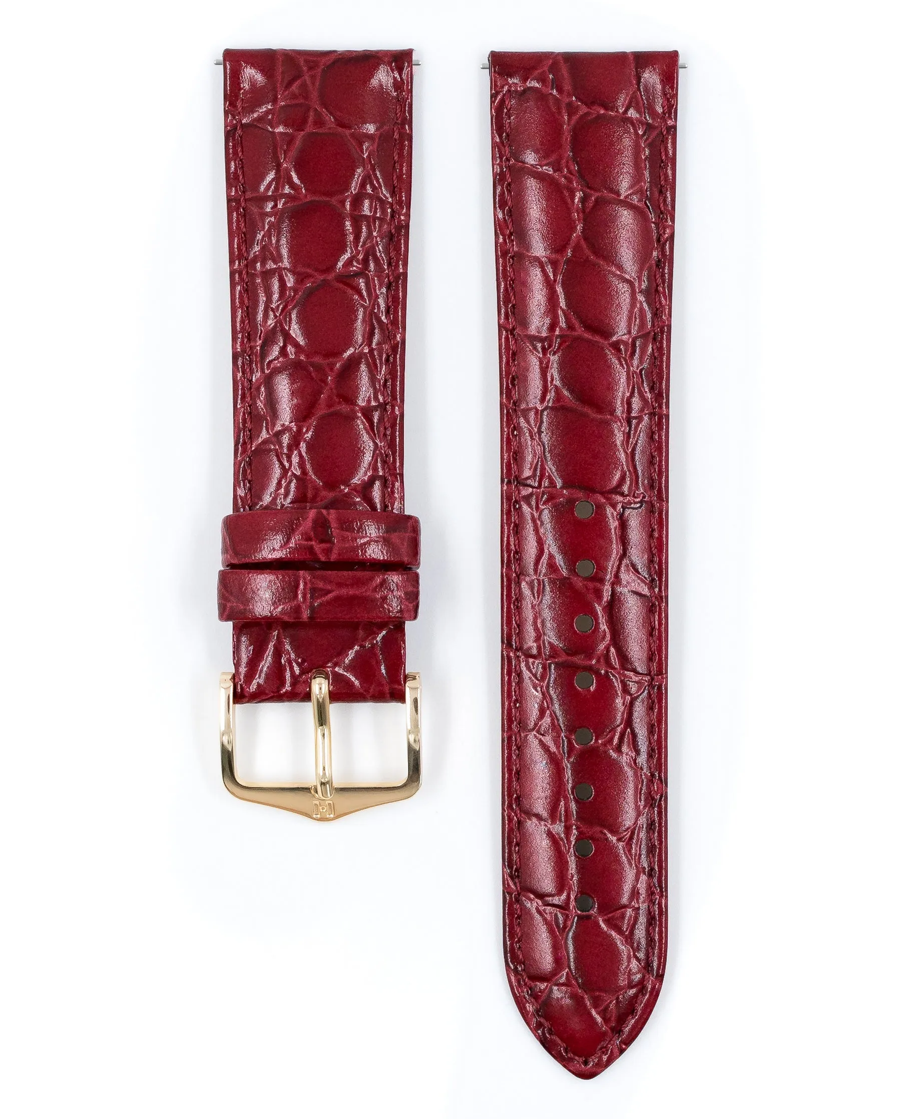 Ladies HIRSCH CROCOGRAIN Crocodile Embossed Shiny Calfskin Watch Strap  1230 28