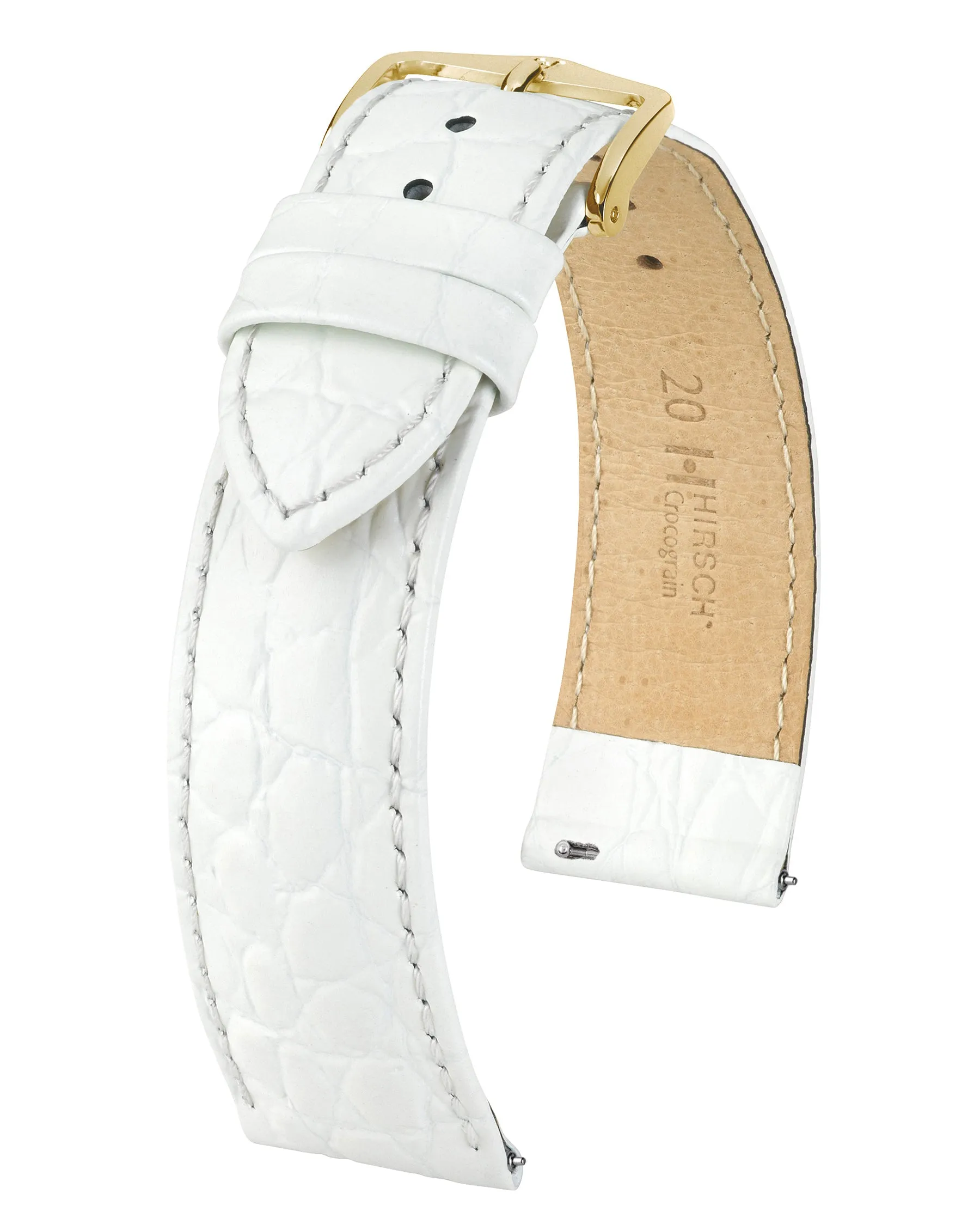 Ladies HIRSCH CROCOGRAIN Crocodile Embossed Shiny Calfskin Watch Strap  1230 28