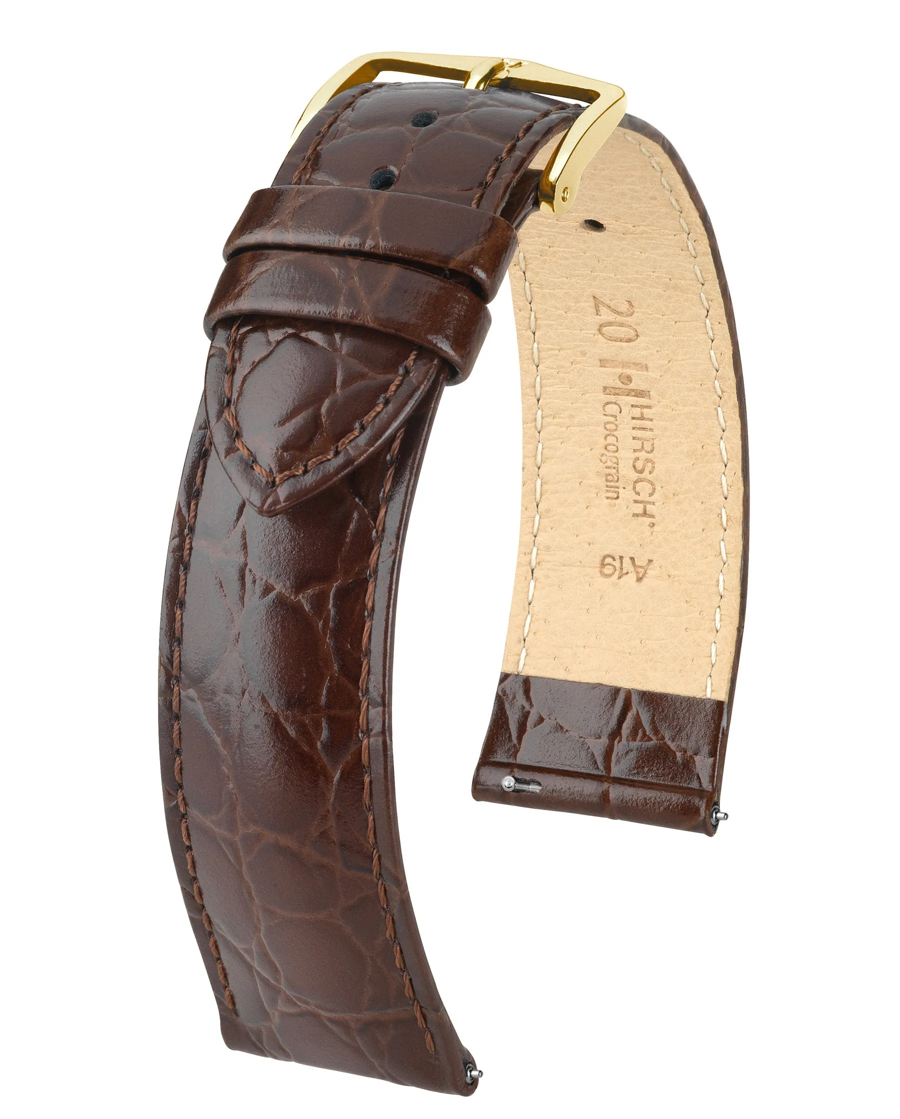 Ladies HIRSCH CROCOGRAIN Crocodile Embossed Shiny Calfskin Watch Strap  1230 28