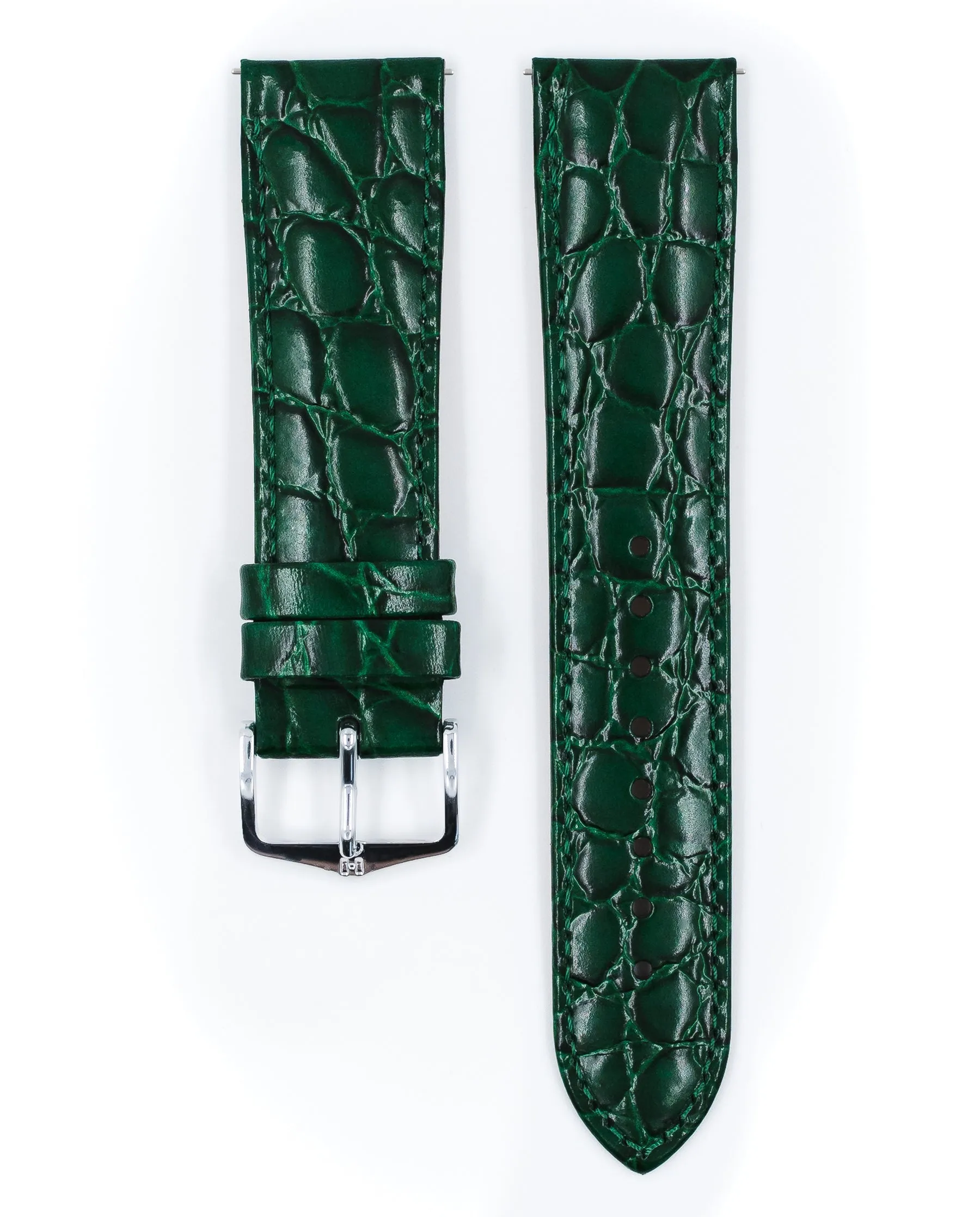 Ladies HIRSCH CROCOGRAIN Crocodile Embossed Shiny Calfskin Watch Strap  1230 28