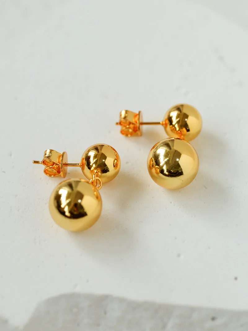 Large & Small Gold Balls Earrings