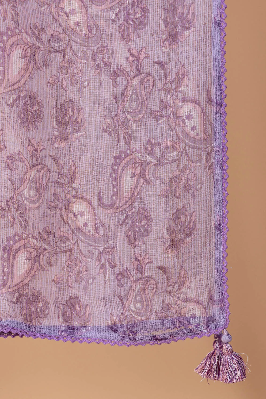 Lilac Paisley Printed Dupatta