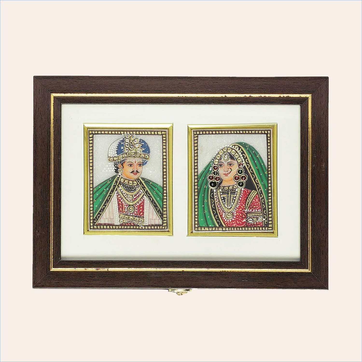 Marble Inlay Raja Rani Design Rectangle Gift Box 3 in x 4 in