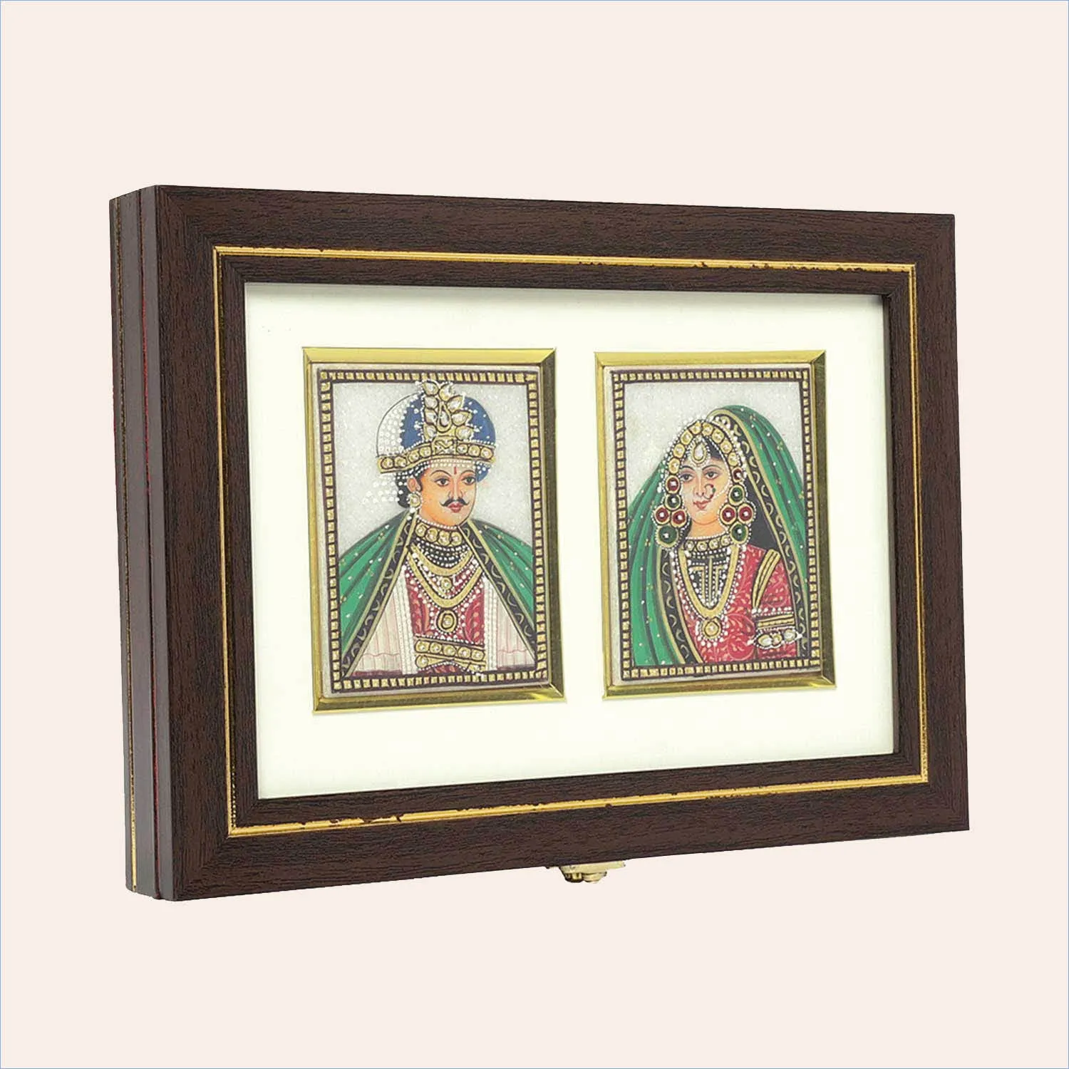 Marble Inlay Raja Rani Design Rectangle Gift Box 3 in x 4 in