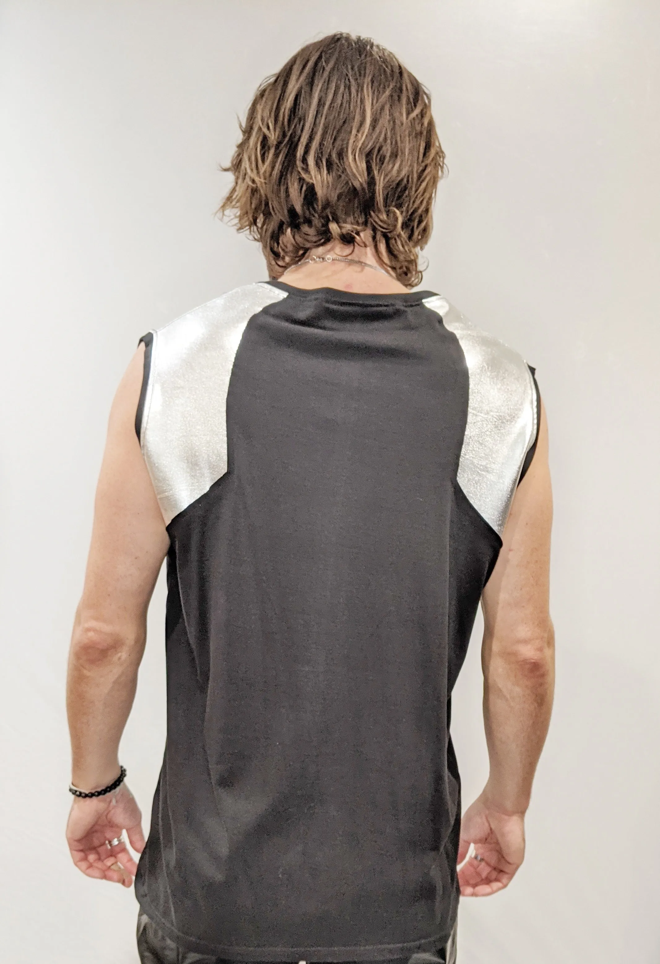 Men's Metallic Silver Tank