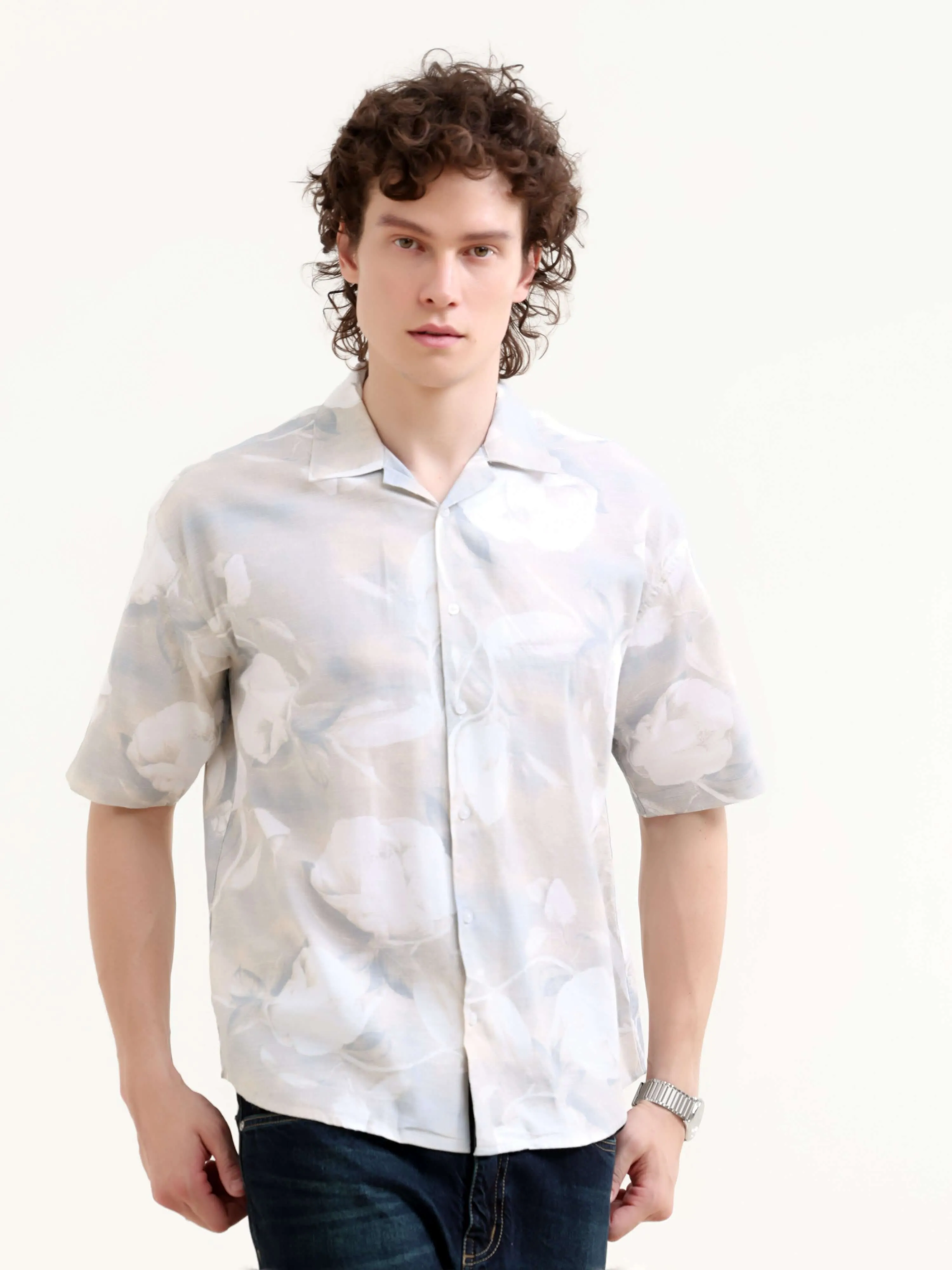 Mirajo tropical paradise printed oversized shirt