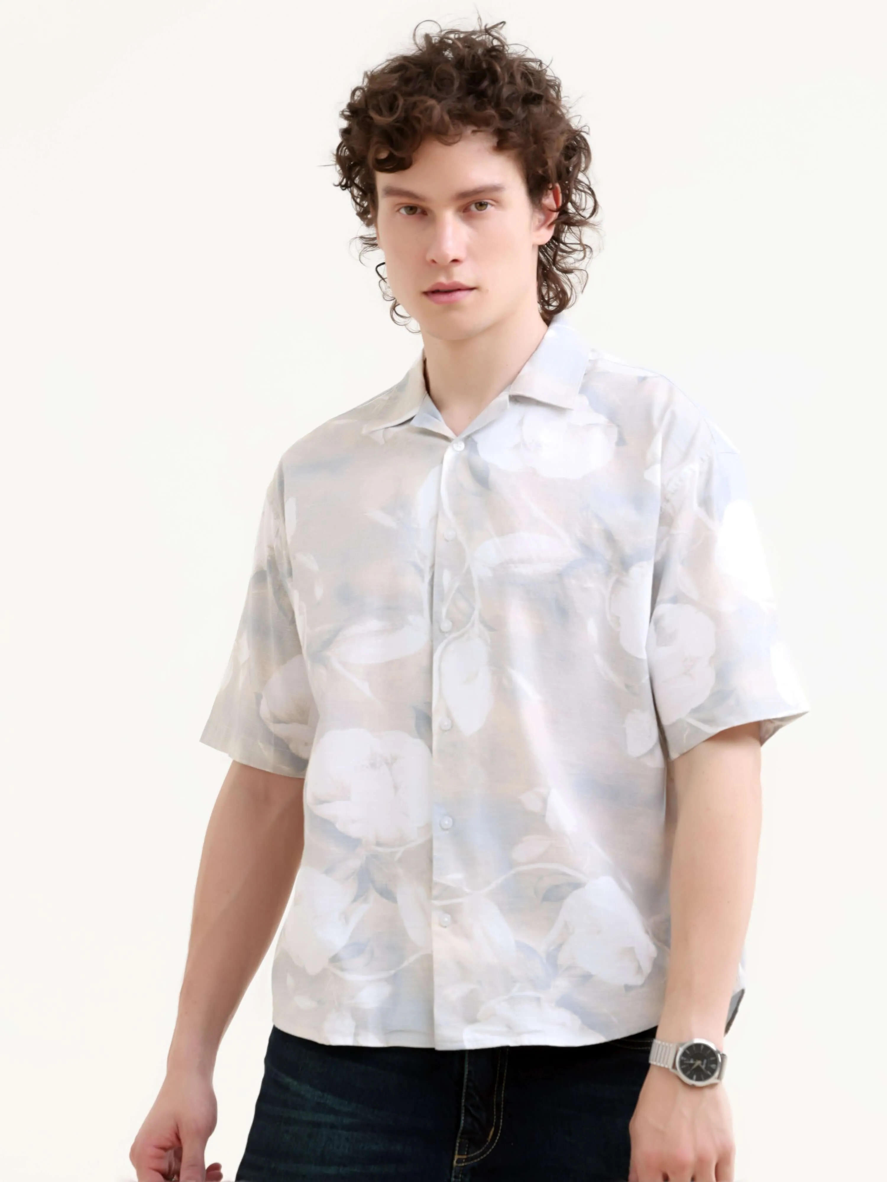 Mirajo tropical paradise printed oversized shirt