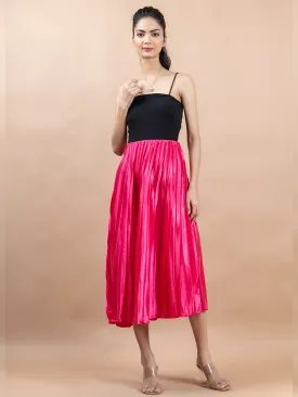 Pink  Flared Skirt with Accordion Pleats