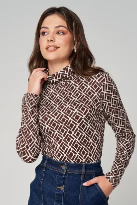 Printed polo neck top