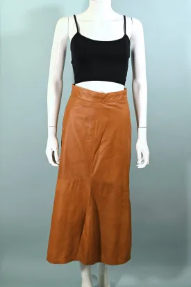 SOLD Vintage Soft Leather Skirt, Flare Leather Skirt S