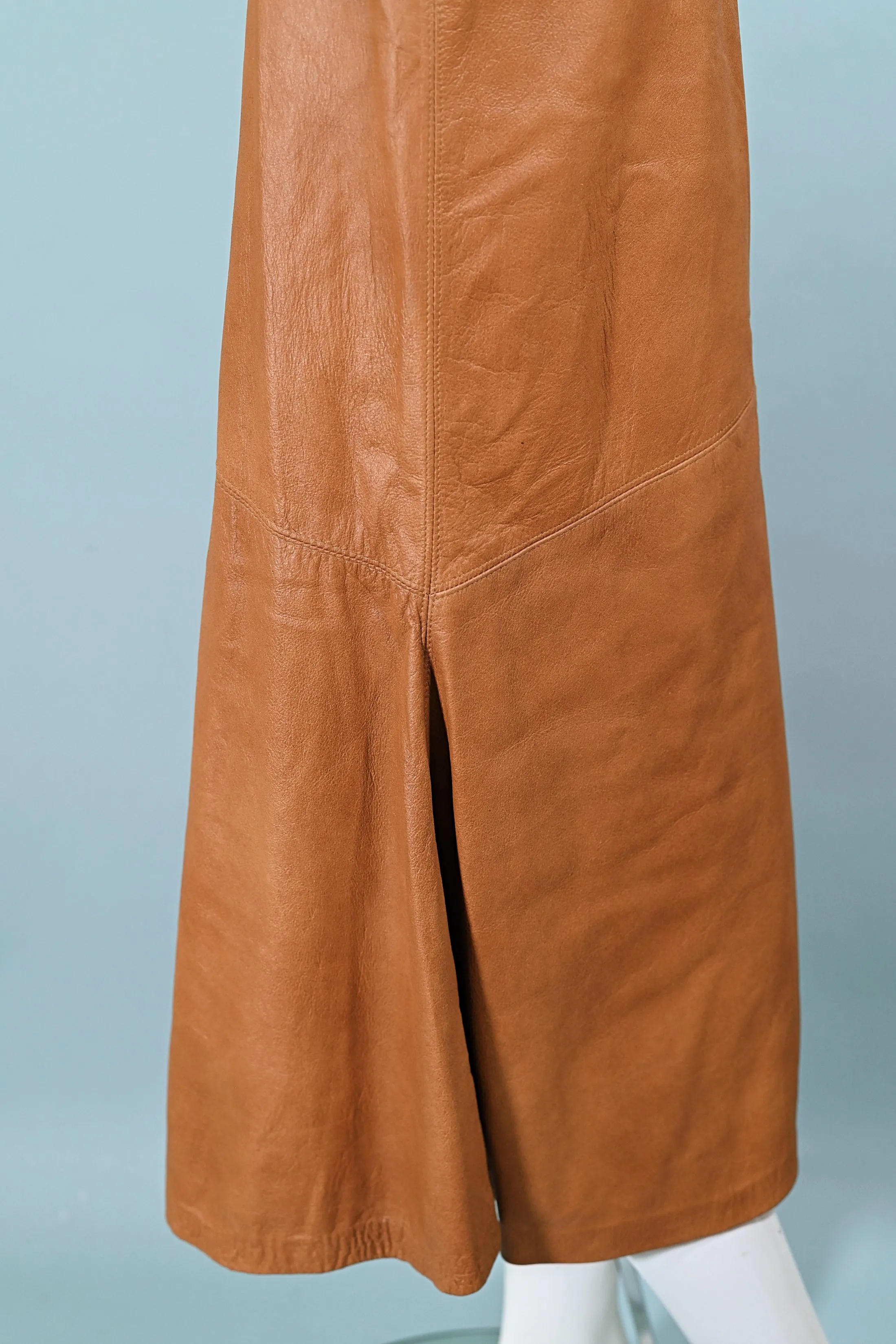 SOLD Vintage Soft Leather Skirt, Flare Leather Skirt S