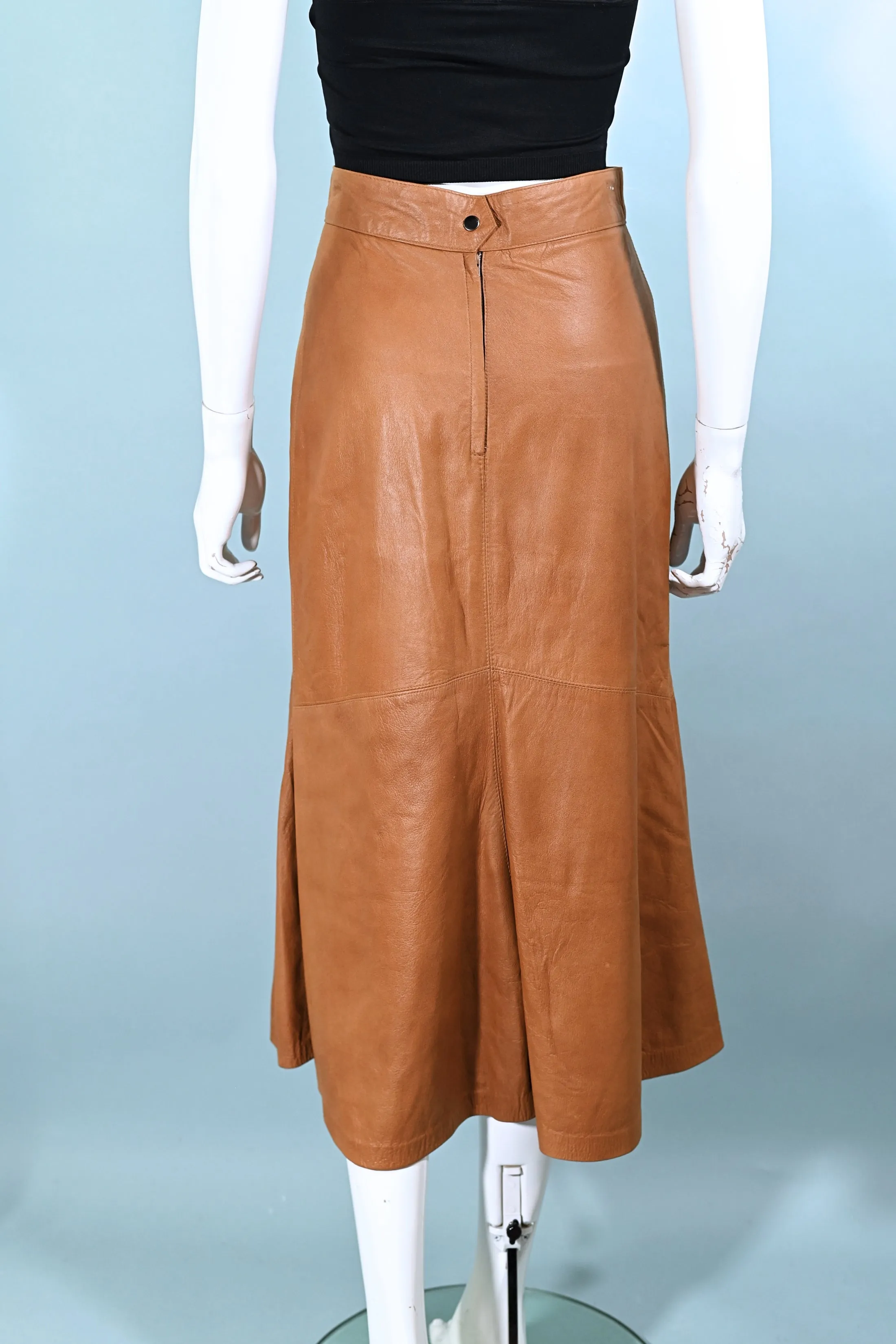 SOLD Vintage Soft Leather Skirt, Flare Leather Skirt S