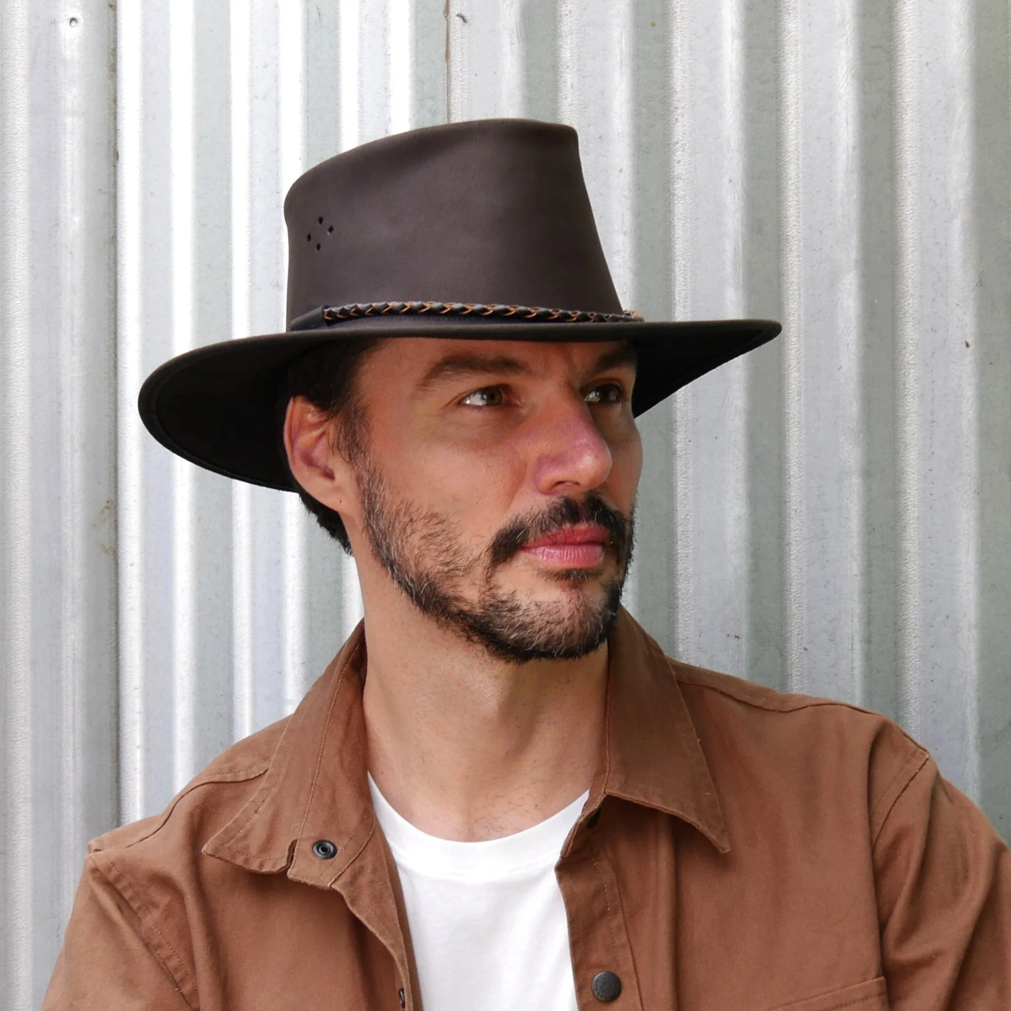 Sydney Leather Hat in Brown