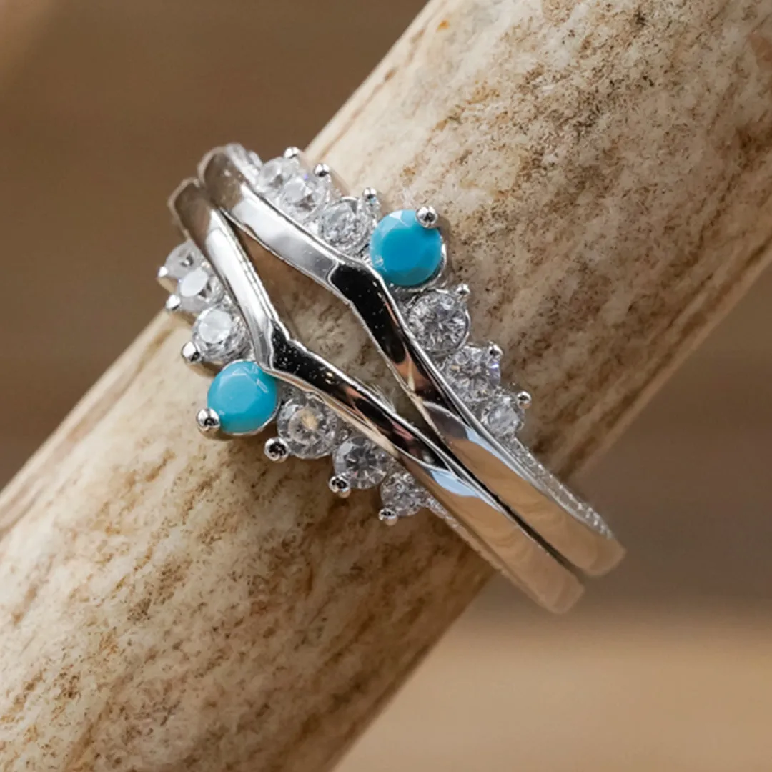 The Turquoise & CZ Wishbone Stacker Set