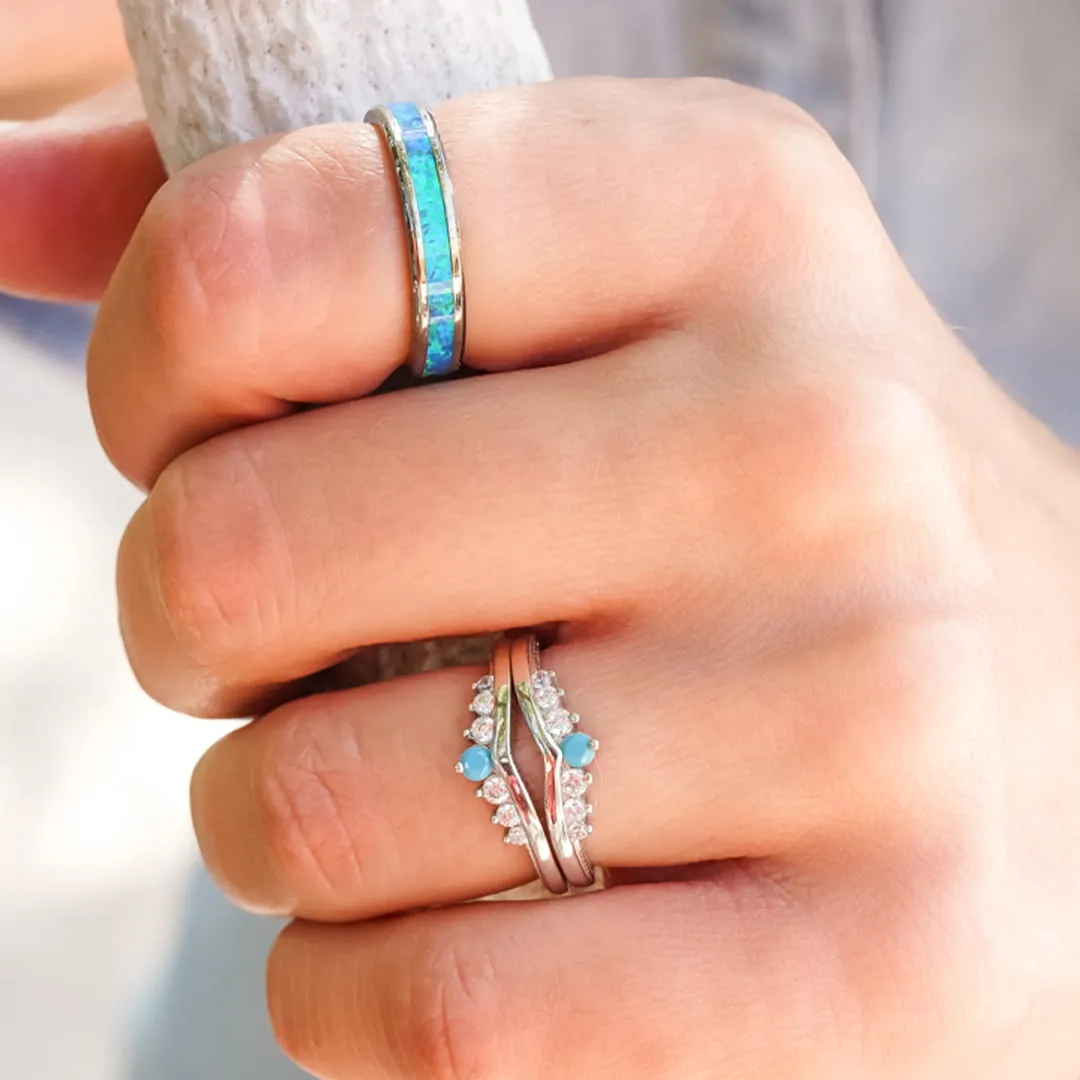 The Turquoise & CZ Wishbone Stacker Set