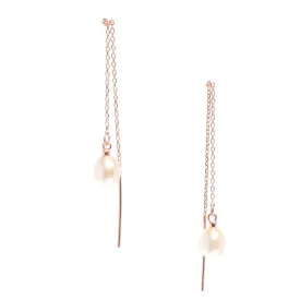 Tiffany Thread Pearl Earrings Rose Gold