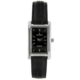 Women's Watch 34x20mm Black Dial Contour Dress Black Leather Strap